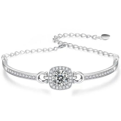1 Carat Moissanite Square Bag Bracelet 925 Sterling Silver Stylish Elegant Noble Luxury Perfect Birthday Gift for Girlfriend