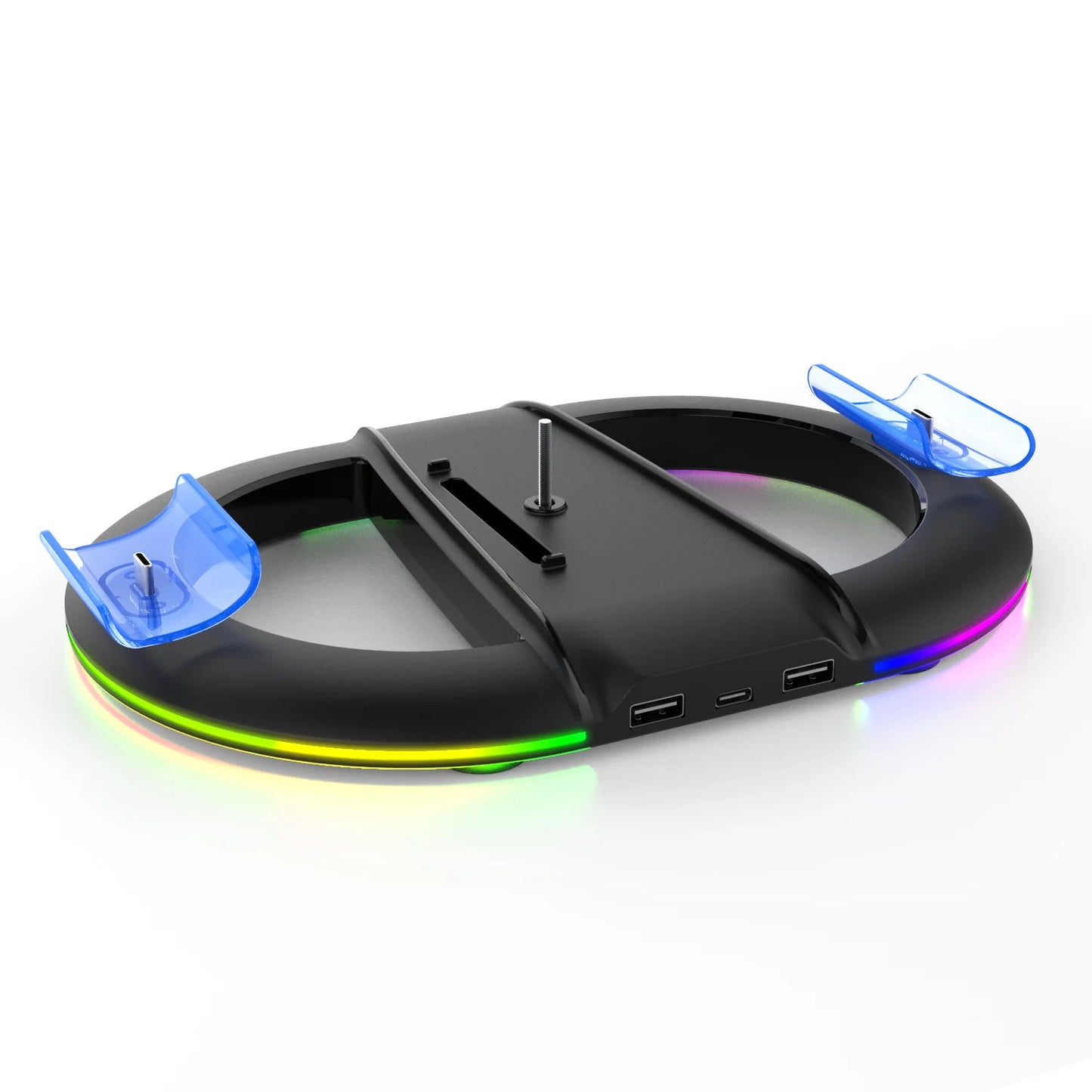 With 14 RGB Lighting  2 Type C Charging Port Vertical Stand Charging Dock for Ps5/ps5 Slim Console Charger