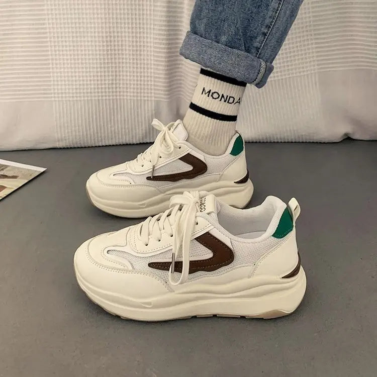 Summer Thick-soled Mesh Sneakers Women's New All-match Retro Heightened Daddy Shoes Trendy Casual Walking Shoes