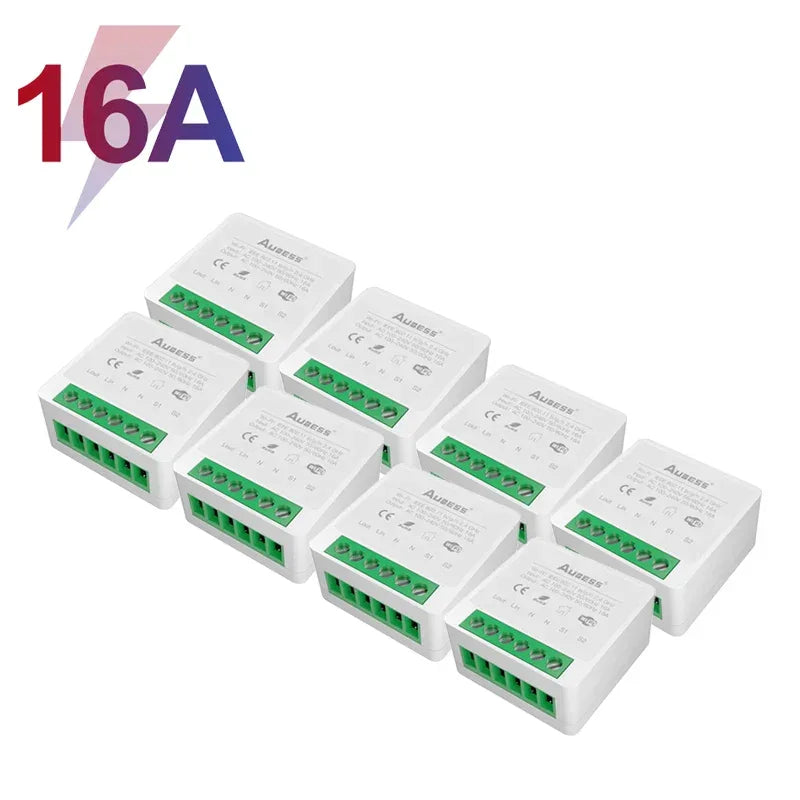 AUBESS Tuya WiFi Smart Switch 16A DIY Breaker Relay Module Smart Home Smart Life App 2 Way Remote Control Via Alexa Google Home