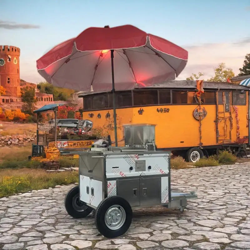 Coffee Van Catering Cart Burgers Fries Ice Cream Bus Mobile Food Truck Square Food Trailer With Full Kitchen Equipment