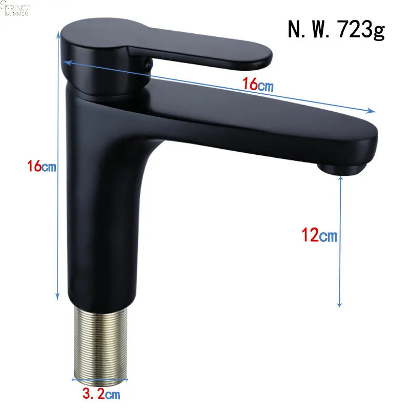 Modern Single Hole Water Sink Mixer Tap Black Brass Single Handle Faucet with 08 Rose Gold Finish for Bathroom Wash Basin