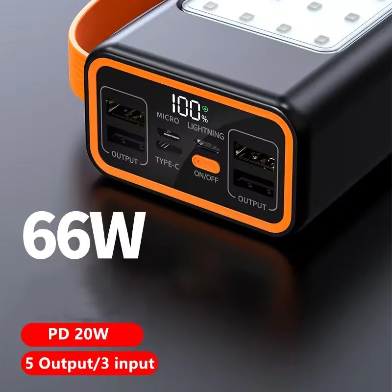 LOGO Custom 5 Output 40000mAh Super Power Pack LED Light High Capacity Portable Power Pack 66W Fast Charging Universal Charger