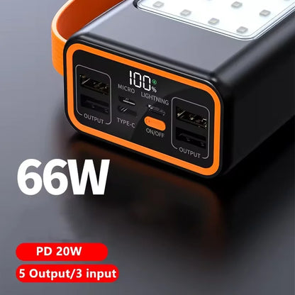 LOGO Custom 5 Output 40000mAh Super Power Pack LED Light High Capacity Portable Power Pack 66W Fast Charging Universal Charger
