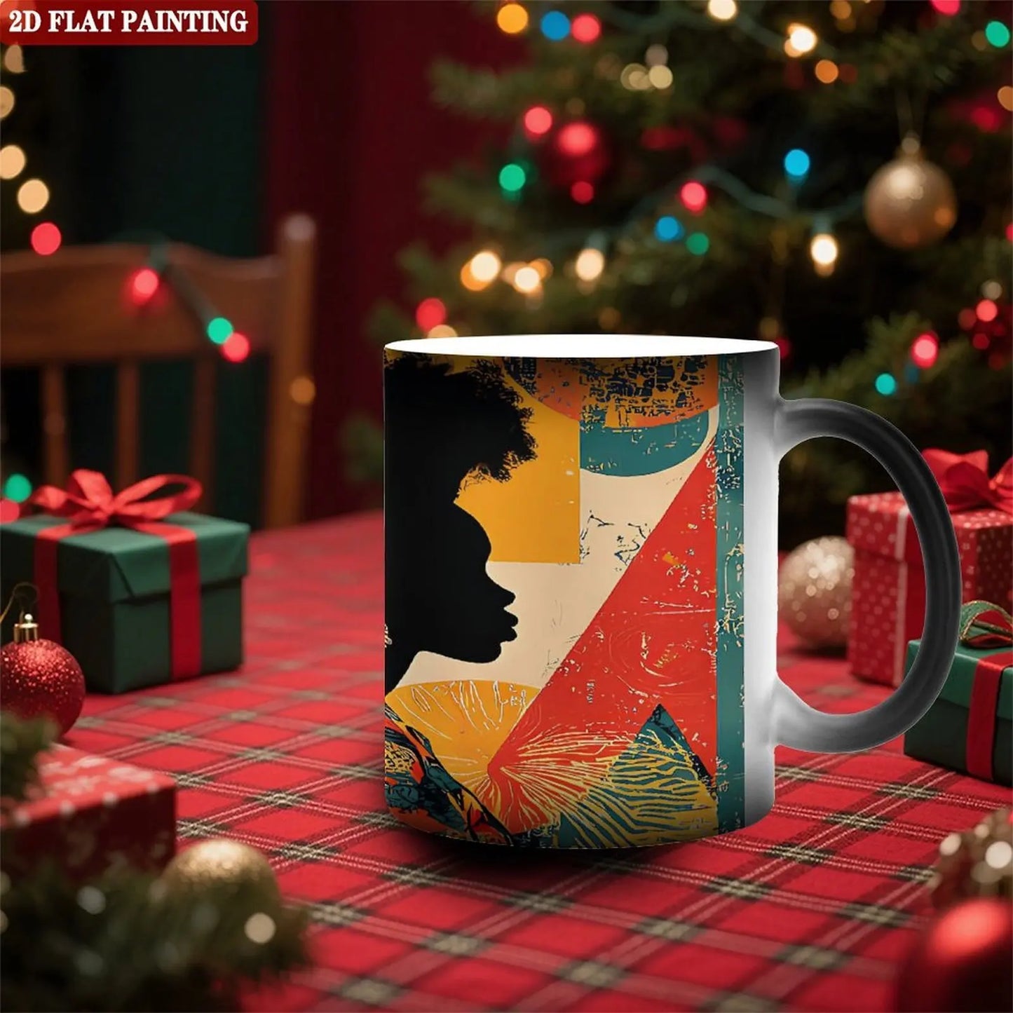 Drop shipping Indoor Outdoor Multi Scene Mug 11oz Frosted Black Ceramic Heat Activated Cup