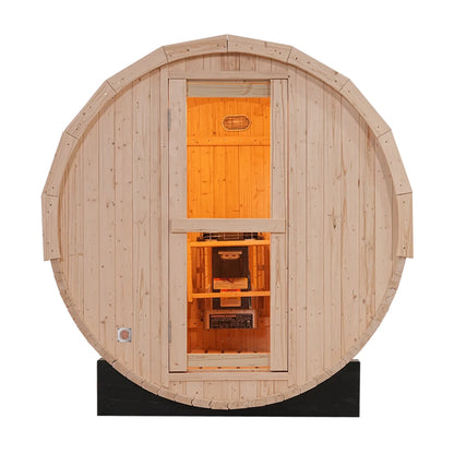 4-Person Outdoor Barrel Sauna Kit - Easy Assembly Backyard Spa in Premium White Pine