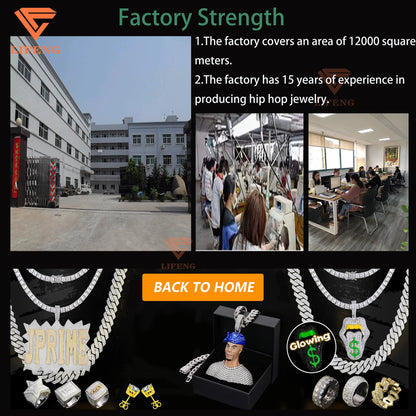 Fine Jewelry Popular White Gold Plated 925 Silver Iced Out Chain 8mm VVS Moissanite Hip Hop Rope Chain Necklace Charm for Men