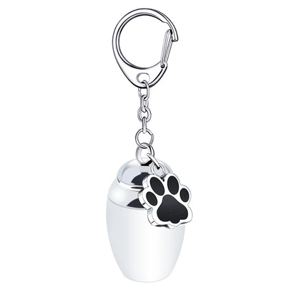 Silver Waterproof Cremation Pet Urns Keychain Cylinder Cat Dog Urn for Pet Ashes Cremation Keepsake Memorial Ashes Jewelry Pend