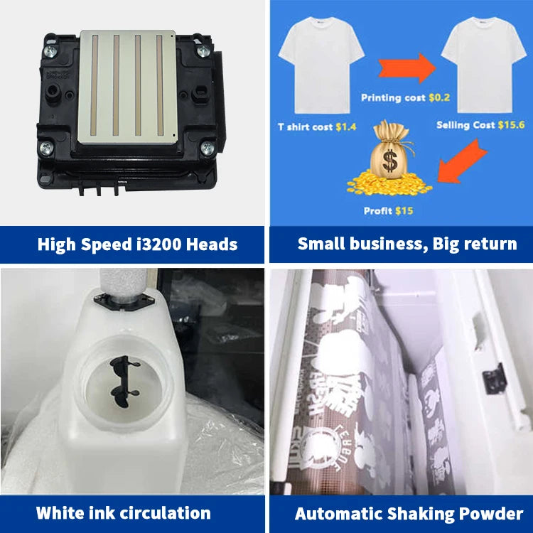 Inktime Customized Multifunction Pet Film Digital Printing F1080 Printhead Impresora A3 Dtf Inkjet T-Shirt DTF Printer