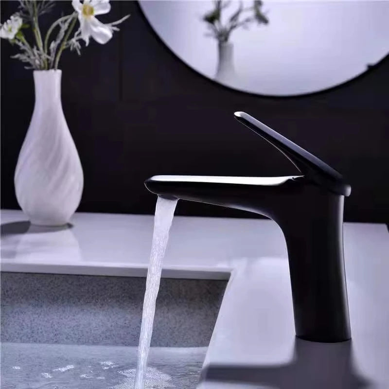 Latest Design Brass Single Hole Deck Hot Cold Water Bathroom Cabinet Washbasin Tap Featuring Ceramic Valve 5 Year Warranty
