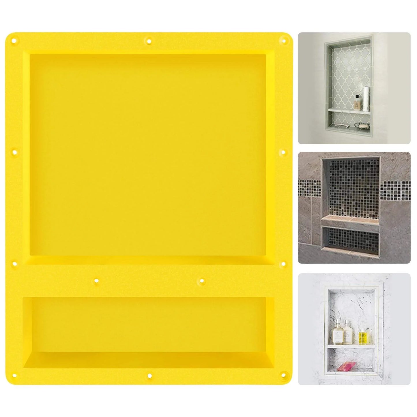 Modern Home Hotel Bathroom 16"x20" OEM Custom ABS Waterproof Recessed Double Compartment Tile-in Shower Storage Niche
