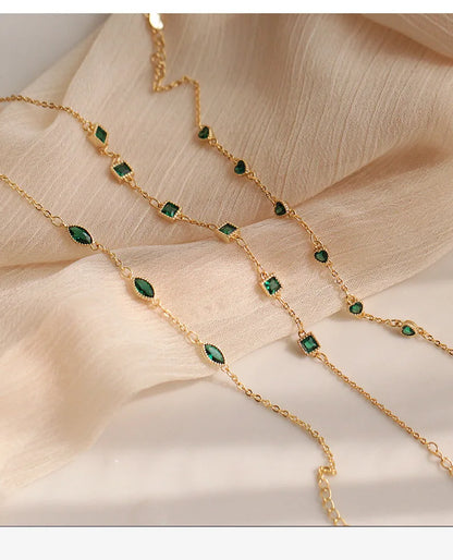 925 Sterling Silver Simple Emerald Crystal Bracelet For Women Light Luxury Temperament Mother's Day Jewelry Gift