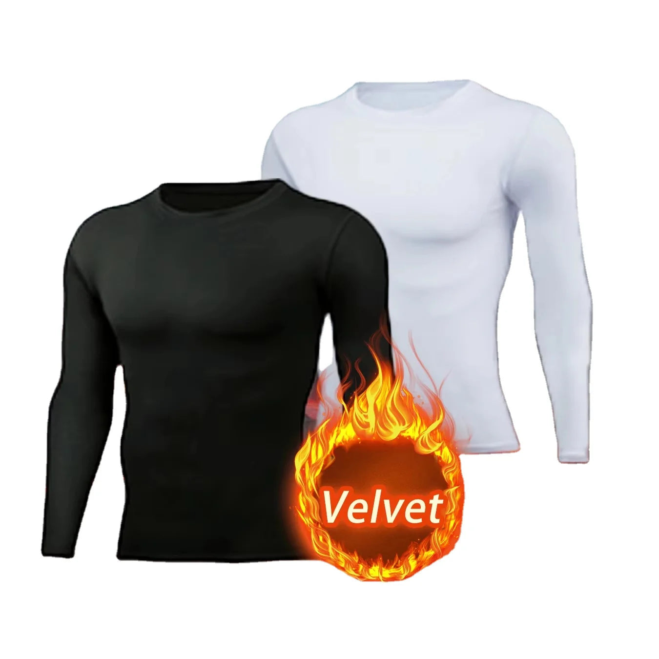 USA Warehouse 2 Pack Men's Thermal Underwear Shirts Compression Fleece Lined Long Sleeve Athletic Base Layer Cold Weather
