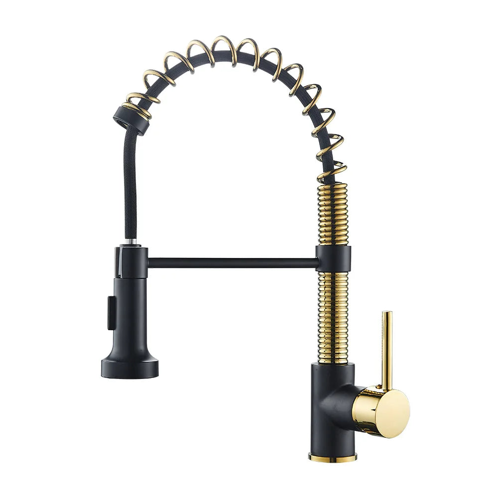 Kitchen Faucet Mixer Tap Black Gold  Pull Out Spring Kitchen Faucets