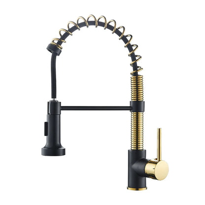 Kitchen Faucet Mixer Tap Black Gold  Pull Out Spring Kitchen Faucets