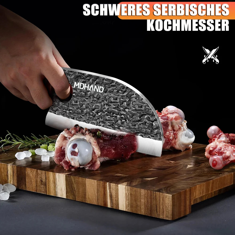 High Carbon Steel Blade Butcher Knife Set Hand Forged with Ergonomic Wooden Handle Kitchen Knife Set
