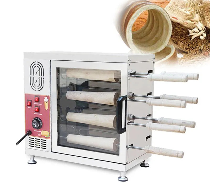 Snack Food Machine Electric Kurtos Kalacs Grill Roll Machine Chimney Cake Bakery Machine