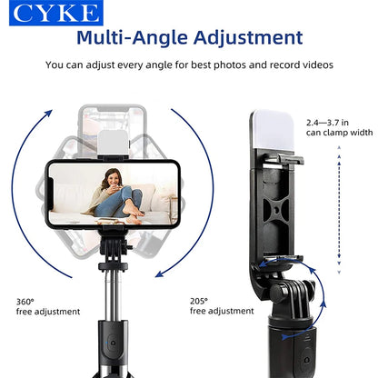 CYKE L02s Selfie Stick Tripod Fill Lights Compact Selfie Stick With Detachable Bluetooth Remote Selfie Stick Take Photos
