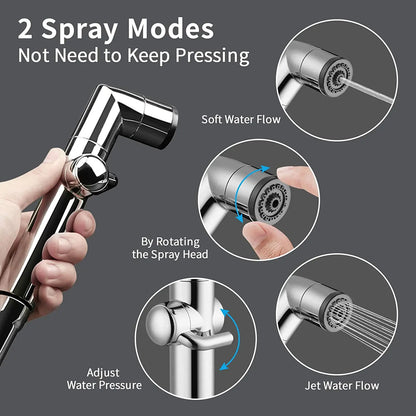 Hot Selling Shattaf T -Valve & Adjustable Jet Spray Bidet Set Chrome Handheld Bidet Gun Sprayer Bathroom Toilet Bidet Sprayer