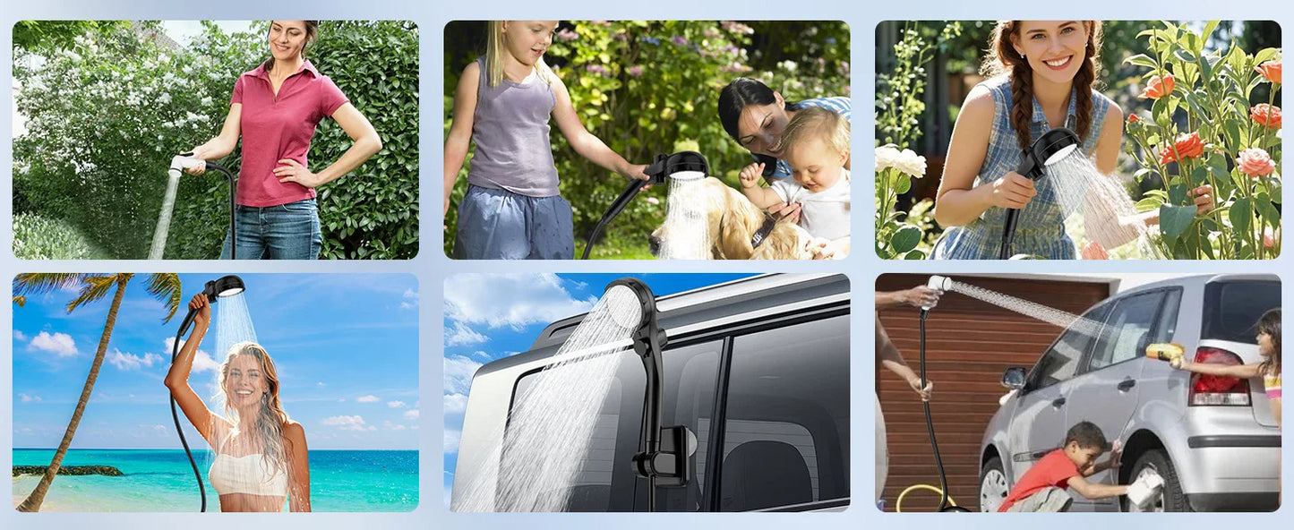 Portable Shower for Camping, 8000mAh Rechargeable Camping Shower with Intelligent LED Display, 4 Spray Modes