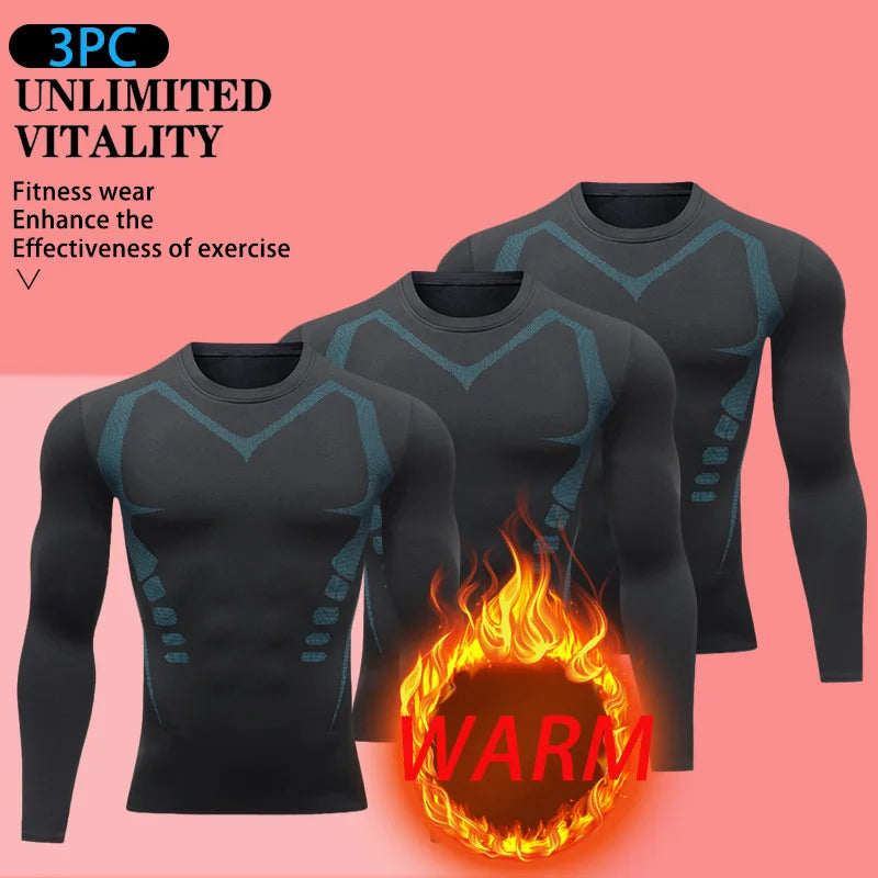 USA Warehouse 3 Pack Long Sleeve Thermal Shirts for Men Fleece Lined Soft Thermal Underwear Cold Weather Warm Base Layer