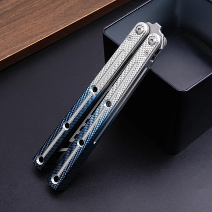 TGZUO Utility Aluminum Beginner Trainer Outdoor Portable EDC Balisong Knife Safety Blade Folding Knife