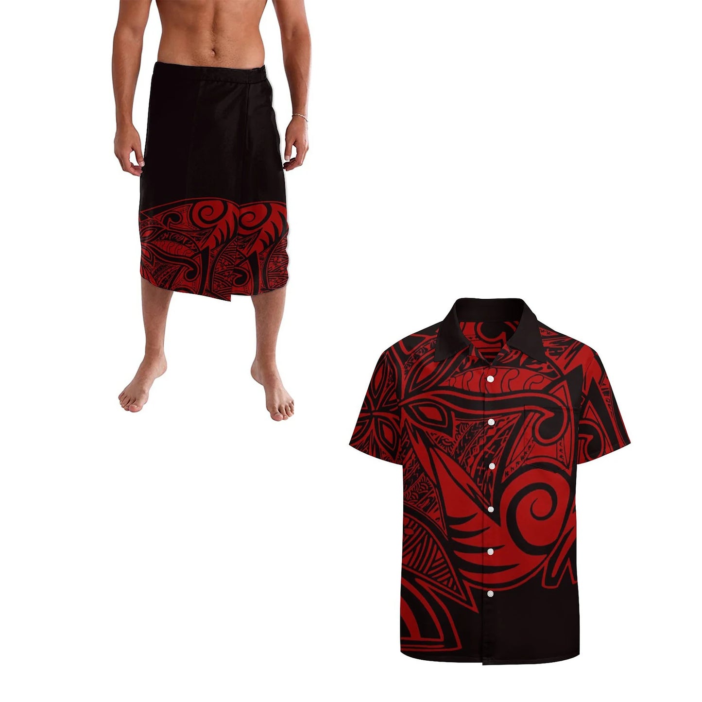 Hot Sale Hawaii Flower Print Summer Aloha Shirts Men Quick Dry Short Sleeve Custom Lavalava Ie Faitaga Men Beach Swimsuit Sarong