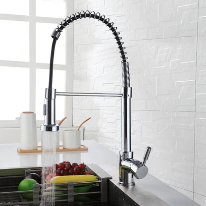 Kitchen Faucets Commercial Solid Brass Single Handle Single Lever Pull Down Sprayer Spring Matte Black Kitchen Sink Faucet Tap
