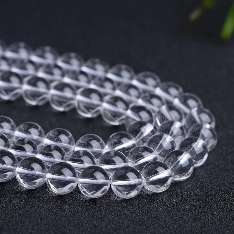Natural White Clear Quartz Round Beads Gemstone Beads for DIY Necklace Bracelet Jewelry Making Strand 15"