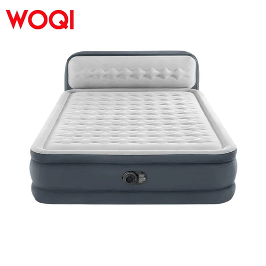 WOQI Deluxe Air Mattress with Headboard Built-In Electric Pump Carry Storage Bag for Bedroom Use by PDG ibma