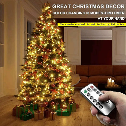 10M-200M LED String Fairy Lights Green Wire Outdoor Christmas Tree Lights Garland For New Year Street Home Party Wedding Decor
