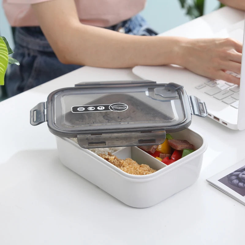 School Office Reusable Microwaveable Meal Prep Food Storage Container BPA-free PP 3 Compartment Simple Plastic Bento Lunch Box
