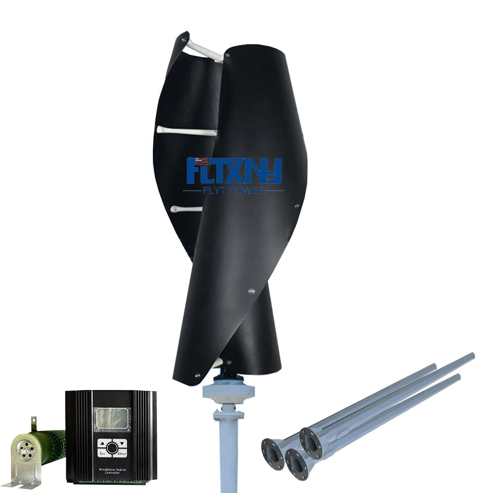 Hot Sale Roof Mount Residential 2000w12/24/ 48v 96v Vertical Axis Efficient Wind Turbine Generator for Home Use 1000w 3kw