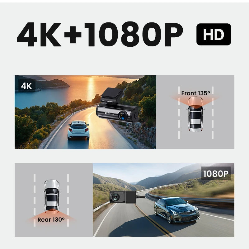 4K 3.2 Inch Hidden Mini Dash Cam With Front and Rear Wifi GPS FHD 2160P Rear View Camera Night Vision Auto Camera for Car