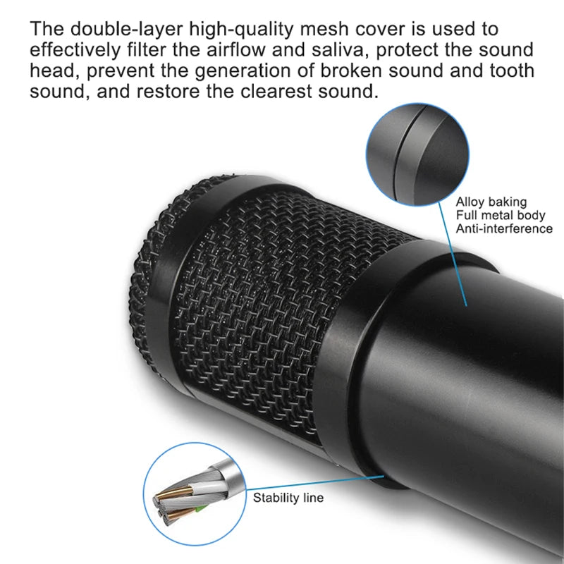 Professional Multifunction Condenser Microphone V8S Sound Card Audio Recording  BM800 Cantilever Bracket Set
