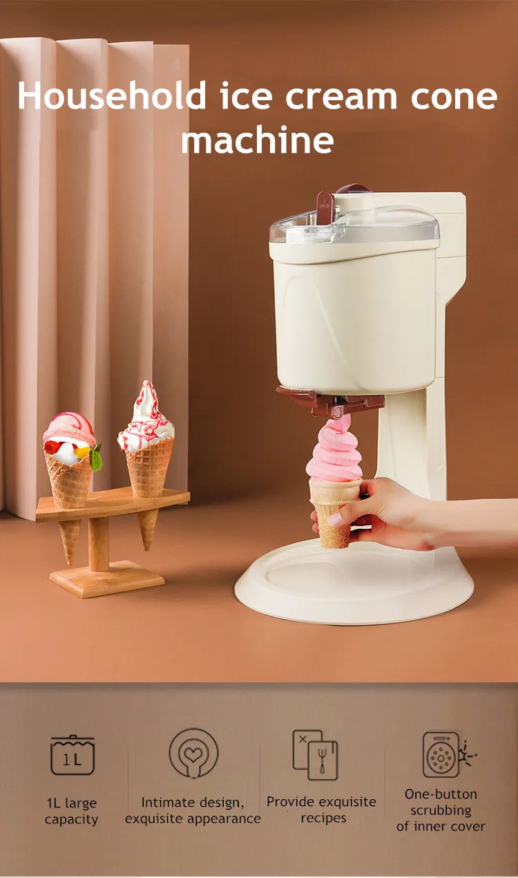 Automatic Bench Top Simple Operation Large Capacity Mini Soft Ice Cream Machine for Home DIY Ice Cream Machine Manual