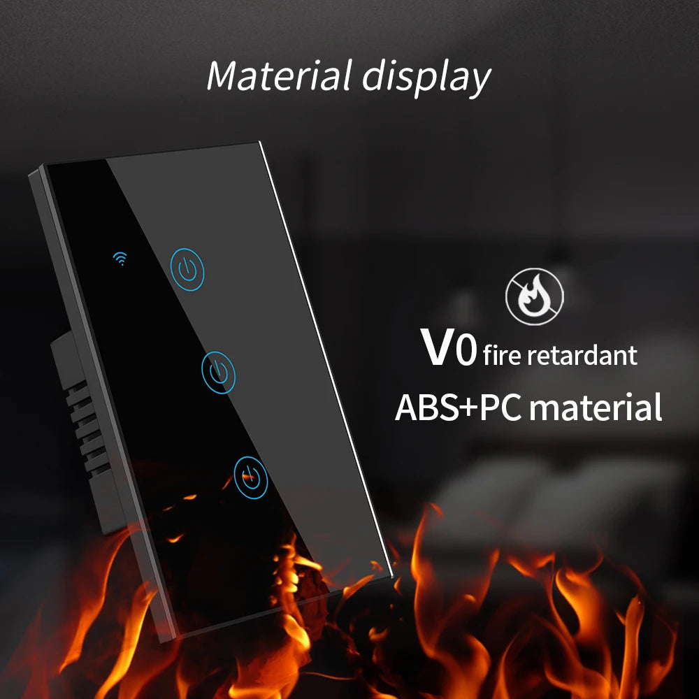 LangYeao US WiFi Smart Wall Light Switch 1/2/3/4 Gang Touch Panel with Neutral Wire Compatible with for Tuya App & Smart Life