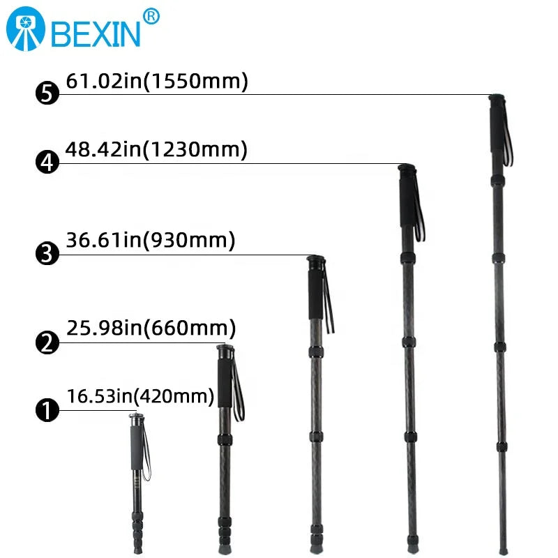 BEXIN Wholesale Professional Flexible Lightweight Portable Camera Carbon Fiber Monopod for Dslr Camera Photography
