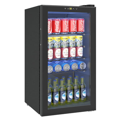Beverage Refrigerator, 3.2 Cu.ft Mini Fridge with Glass Door, Adjustable Digital Temperature Control for Soda, Beer, Wine