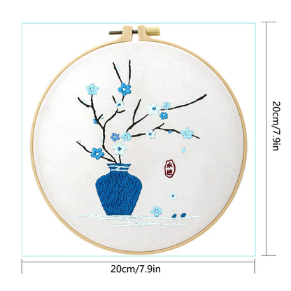 Factory DIY Blues Flower Arrangement Practice Embroidery Set for Beginners Semi finished Handmade Cross stitch Decoration Crafts