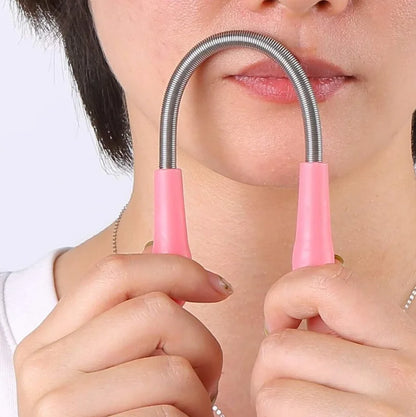 Pain-Free Pink Orange Handheld Beauty Epilator for Women Stainless Steel Spring Threading Tool for Facial Hair Removal for Face