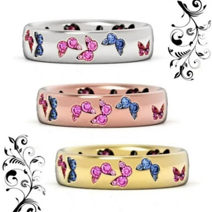 Butterfly Gemstone Rings For Women Lab Created Cubic Zirconia Pave Setting Fashion Jewelry Gift Ring H111