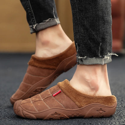 New Men Slippers Winter Bottom Soft Home Shoe Cotton Thick Slippers Indoor Slip-On Slides Comfortable Shoe Slippers Plus Size