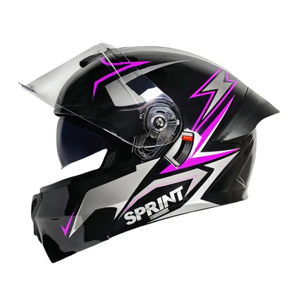 New ABS Modular Full Face Dual Visor Moto Helmet LED Tail Lights Dirt Bike Racing Casco for Men Women Motorcycles Helmets
