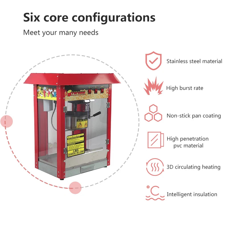 Stainless Steel 220V/110v Small Commercial Popcorn Machine Shopping Mall Automatic Popcorn Machine