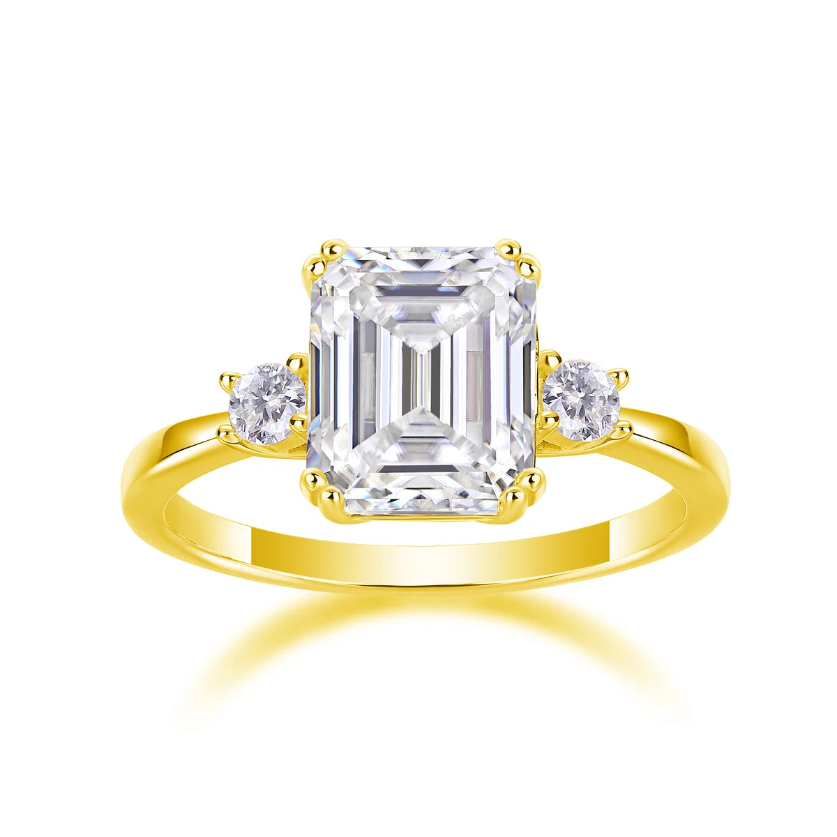 Luxury Female S925 Sterling Silver Moissanite Ring Women Emerald Cut Engagement Ring Fine Jewelry Ring