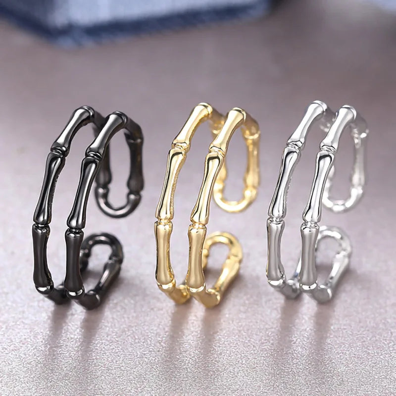 Stainless Steel Bamboo Rings For Women Men Modern Plant Design Unisex Jewelry Gift Fashion Ring T0098