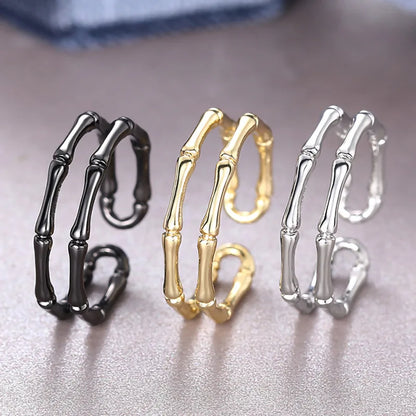 Stainless Steel Bamboo Rings For Women Men Modern Plant Design Unisex Jewelry Gift Fashion Ring T0098