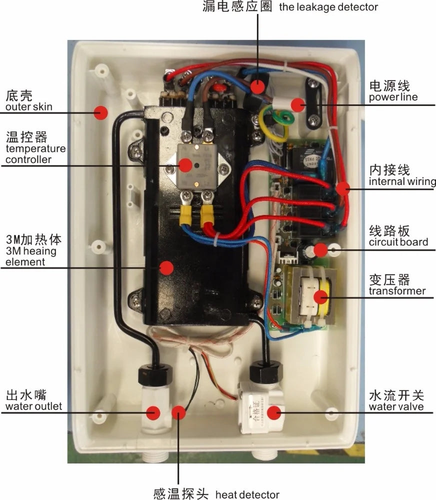 Cost Efficient 6.5 KW Electric Tankless Shower Water Heaters for Outdoor Household Hotel-Wall Mounted Plastic Storage Bathrooms