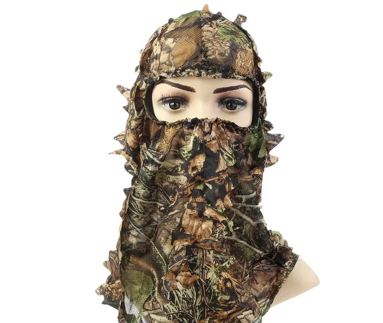 New Ghillie Suit Ghillie Camouflage Leafy Hat 3D Full Face Mask Headwear Turkey Camo Hunter Hunting Accessories